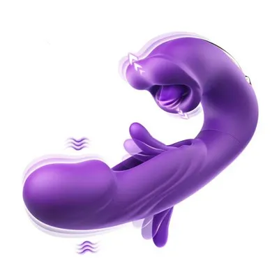 Trojcestné vibračné dildo s dildom s ženským saním úst pre klitoris a g Spot